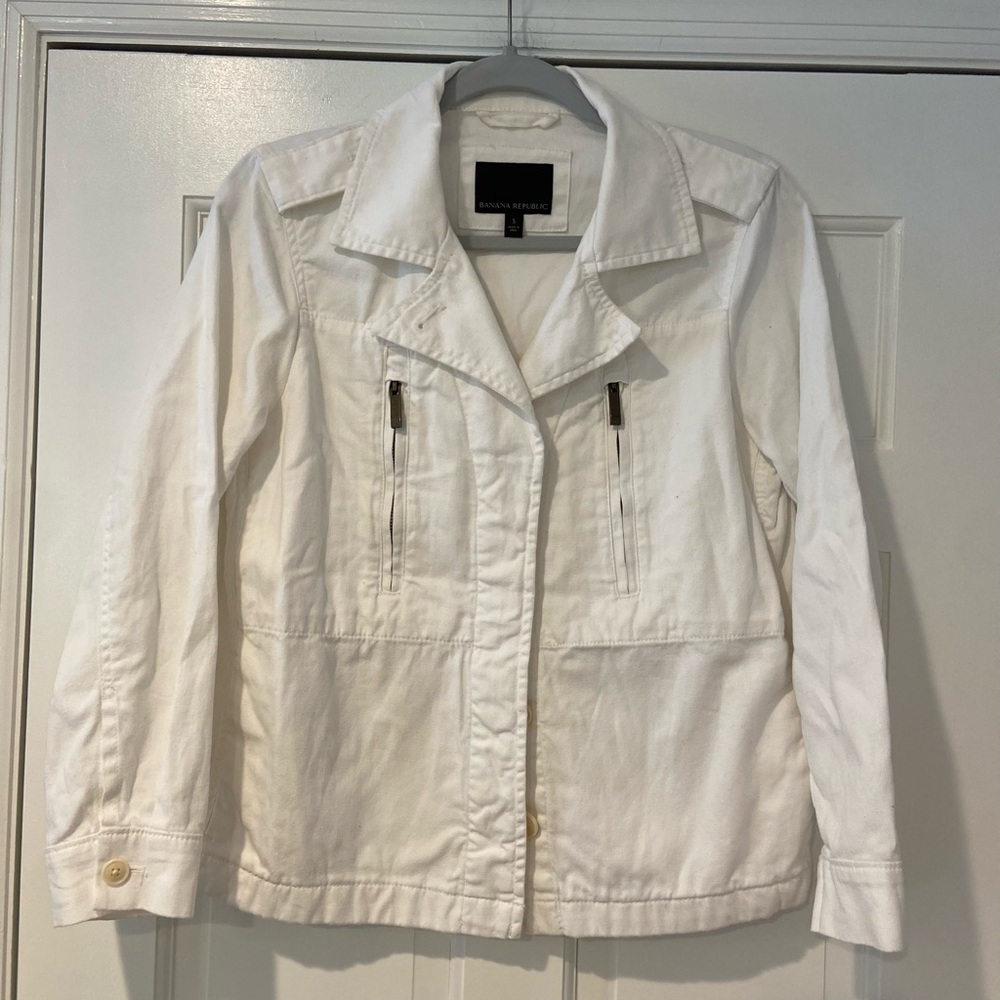 Banana Republic White Linen Blend Utility Jacket | Size Small